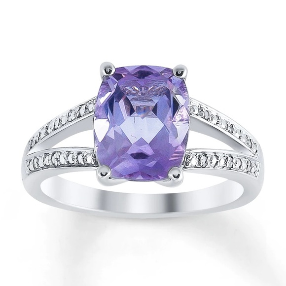 Kay Jewelers Jewelry - Amethyst Ring Diamond Accents Sterling Silver